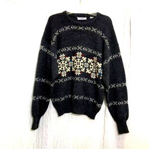 Hathaway House Classics Vtg Winter Snowflakes 100% Wool Sweater Size Large
